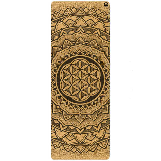 Yoga mat with intricate geometric pattern on a white background